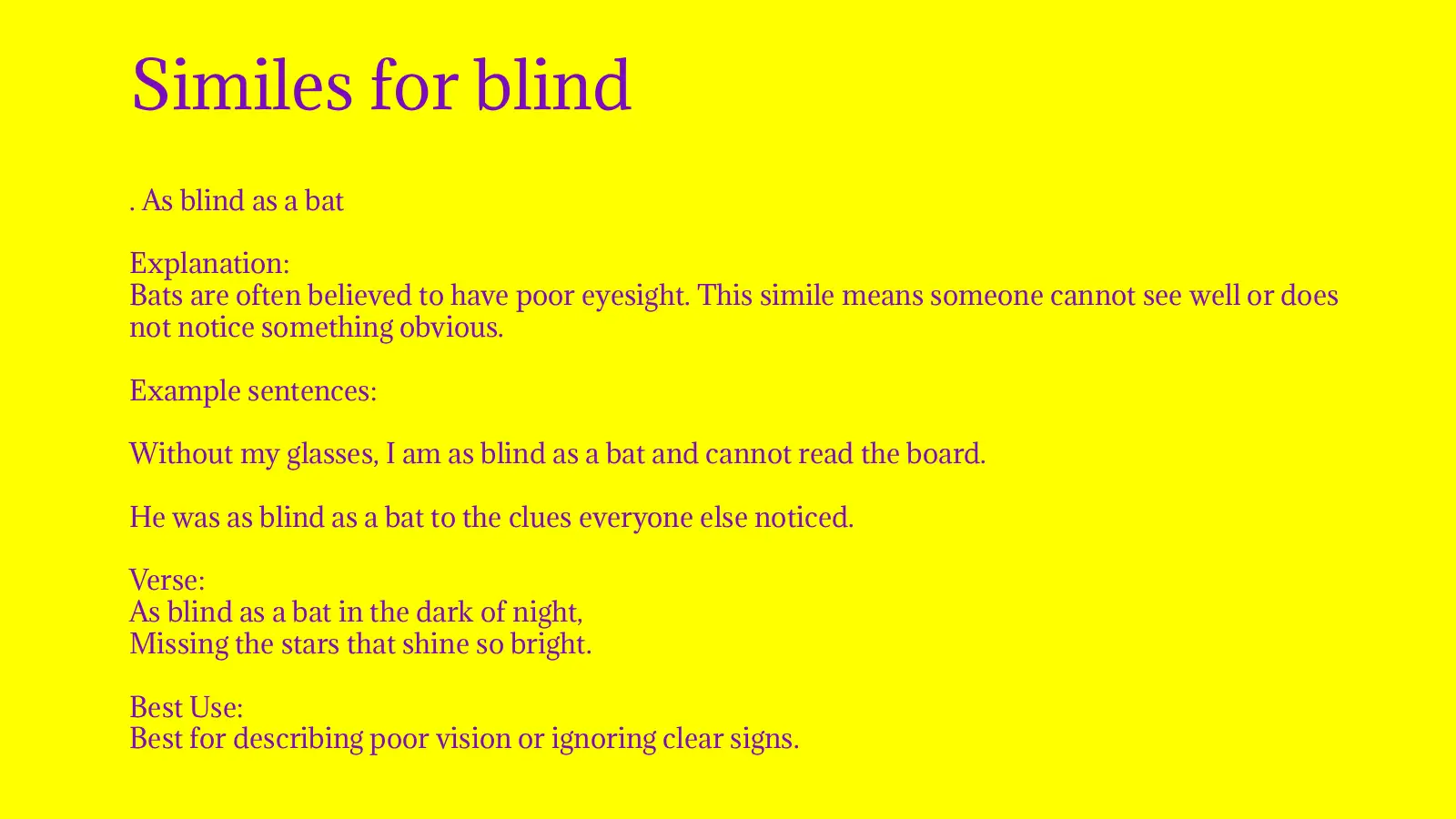 Similes for blind