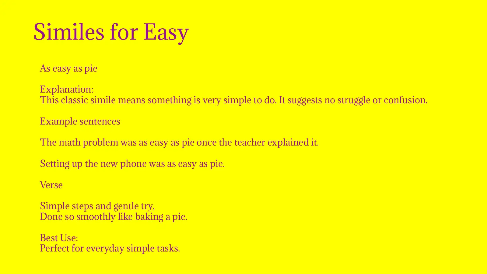 Similes for Easy with Meaning and Examples
