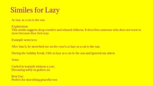 Similes for Lazy with meaning and example