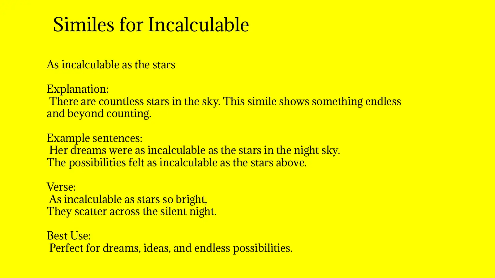 Similes for Incalculable