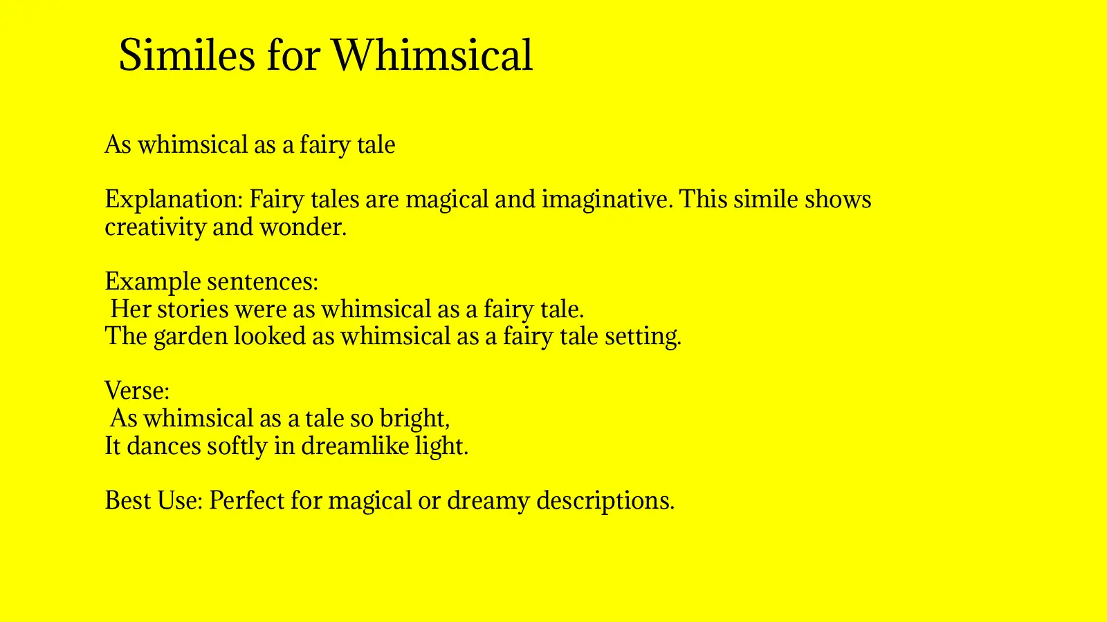 Similes for Whimsical