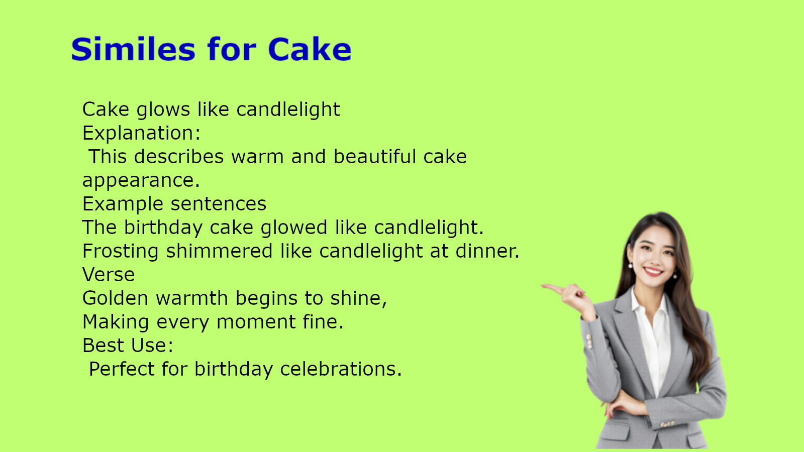 Similes for Cake