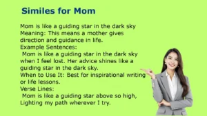 Creative writing concept image for similes for mom with heartfelt comparisons