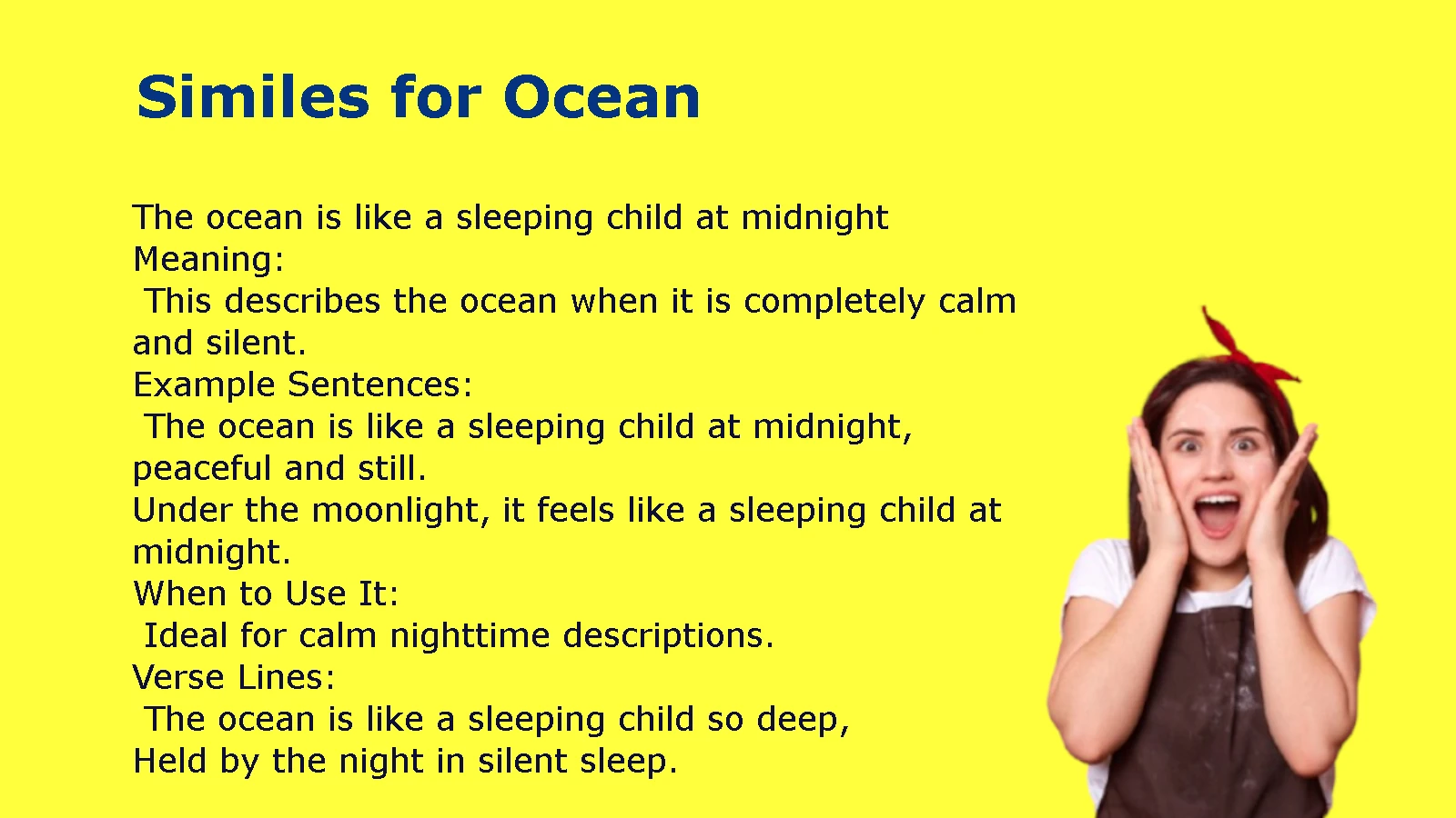 Powerful Similes for Ocean with Examples and Explanations