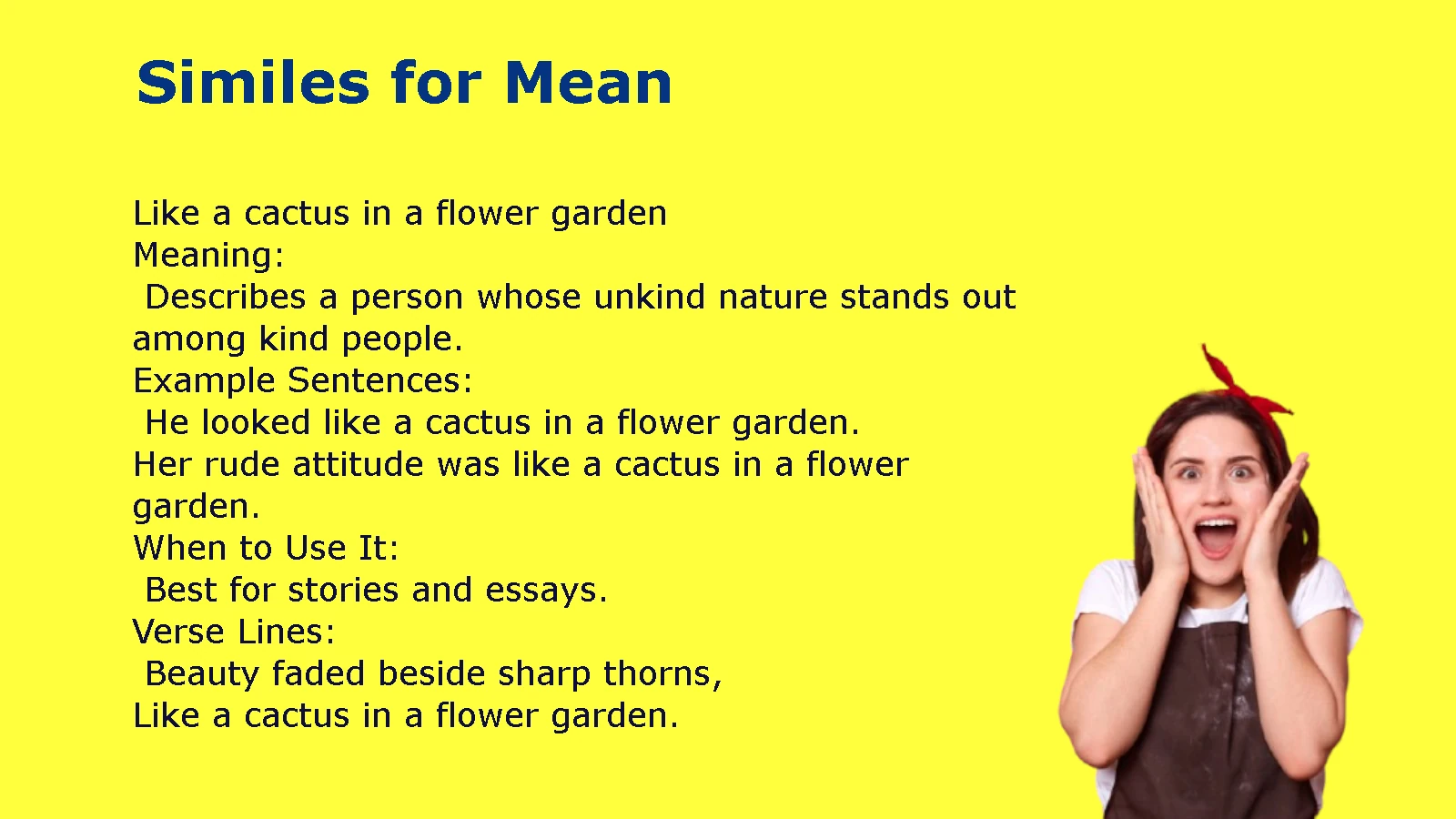 Similes for Mean to Improve Writing