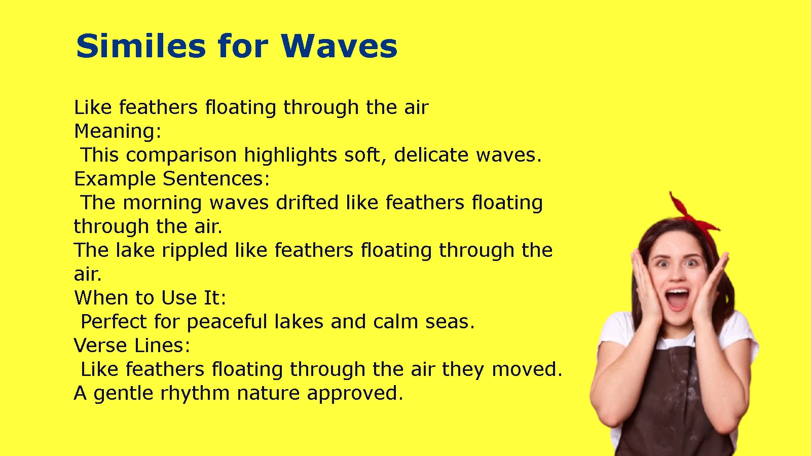 Powerful Similes for Waves with Simple Meanings