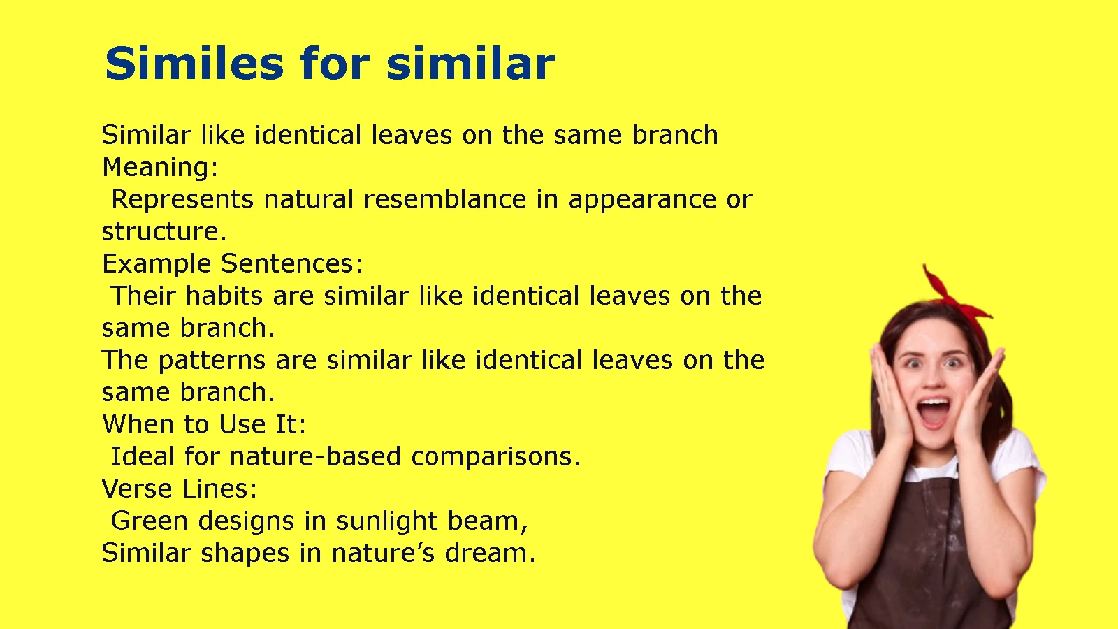 Powerful Similes for Similar Concepts with Clear Examples