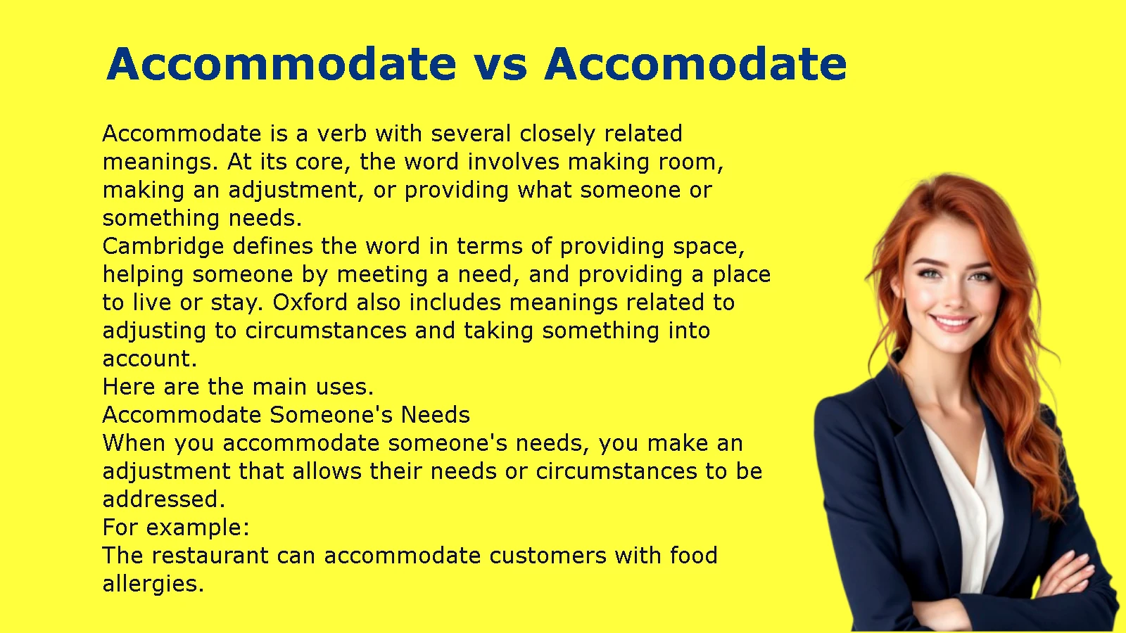 Accommodate vs Accomodate
