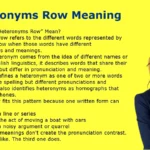 Heteronyms Row Meaning