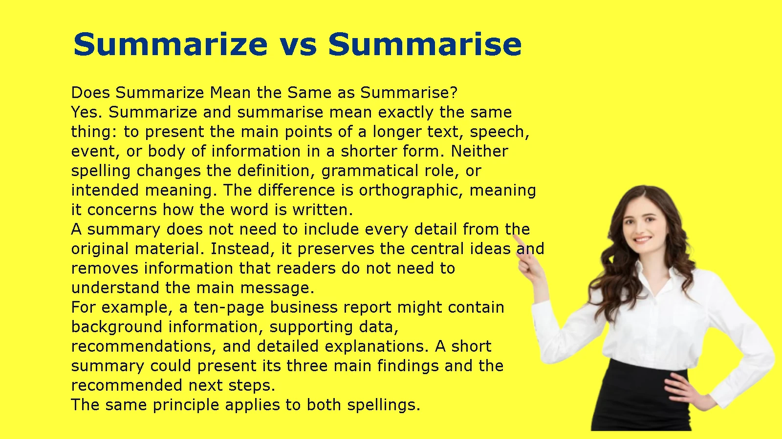 Summarize vs Summarise